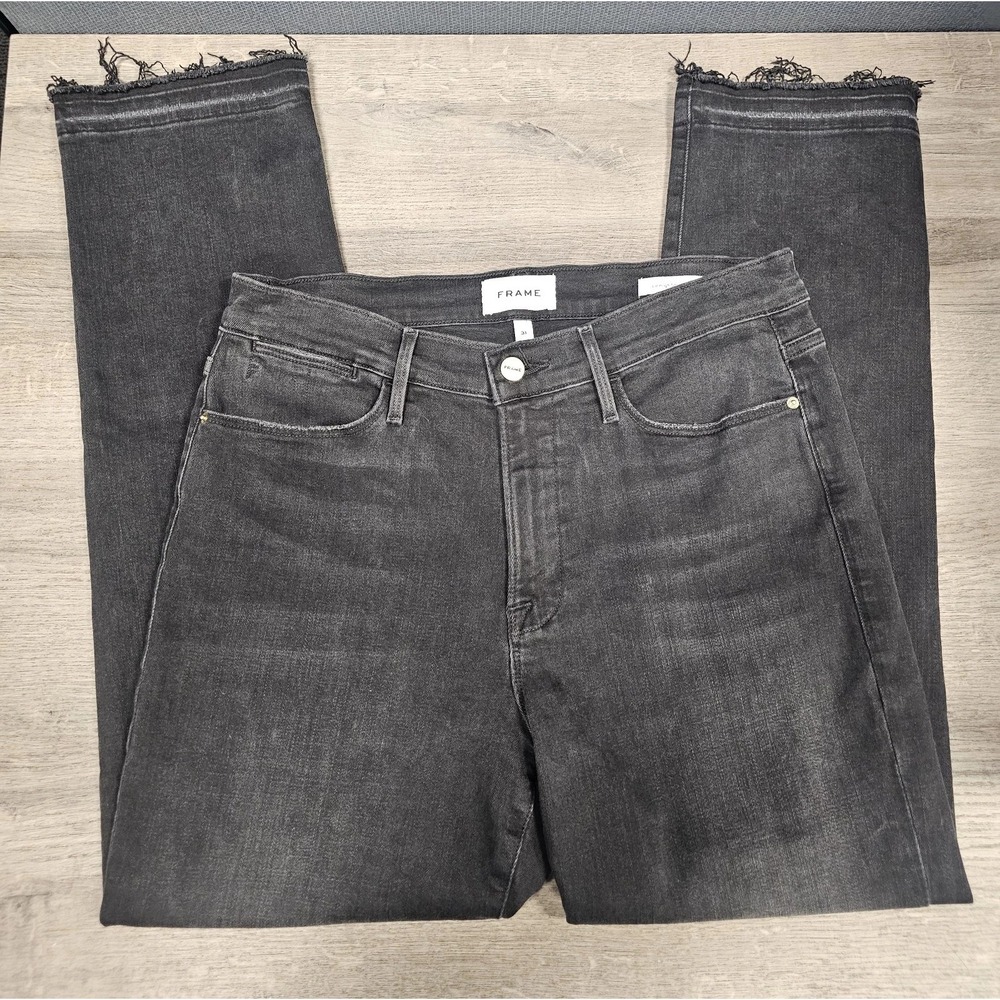 FRAME Jeans Womens 31 Le High-Rise Straight Leg Stretch Black Y2K 28.5" inseam